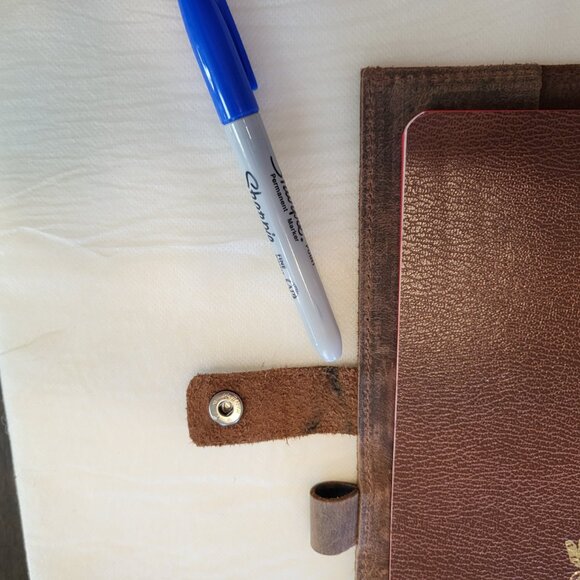 Leather Notebook Cover Floral Heart Natural Distressed Patina - Picture 14 of 14